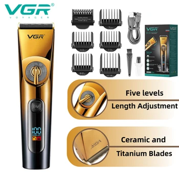 VGR Profesionálny Zastrihávač Chĺpkov Elektrické Hair Clipper IPX6 Nepremokavé Zrážky Stroj LED Displej Holič Zastrihávač pre Mužov V-663