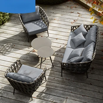 Vonkajšie gauč nádvorie terasu, ratanový nádvorie ratan tkané opaľovací krém nepremokavé ratan stoličky vonkajšie Nordic balkón záhrada