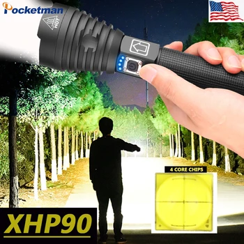 Vysoký Výkon XHP90 LED Baterka 26650 Zoom USB Nabíjateľné Power meter Silný Horák 18650 Prenosné Svetlo Dropshipping