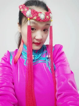 Čínsky Mongolskej Tanec Pokrývku Hlavy Tkanie Korálikov Vlasy Príslušenstvo