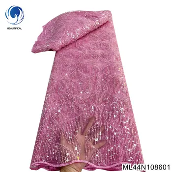 Ženskosť Slim Večerné šaty francúzsky Ťažké Korálkové Výšivky, čipky textílie Afriky Super sequin čipky textílie ML44N1086