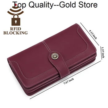 Ženy peňaženky RFID dlho prackou zips veľkú kapacitu kabelka PU kožené multifunkčné žien karty mobilného telefónu
